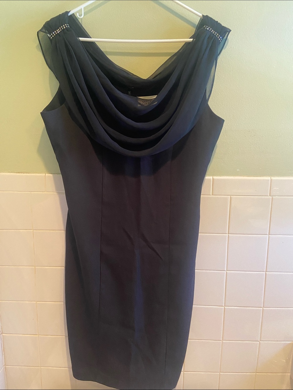 🩷Carriage Court Sleeveless Draped Neck Women's Dress in Black Size 14